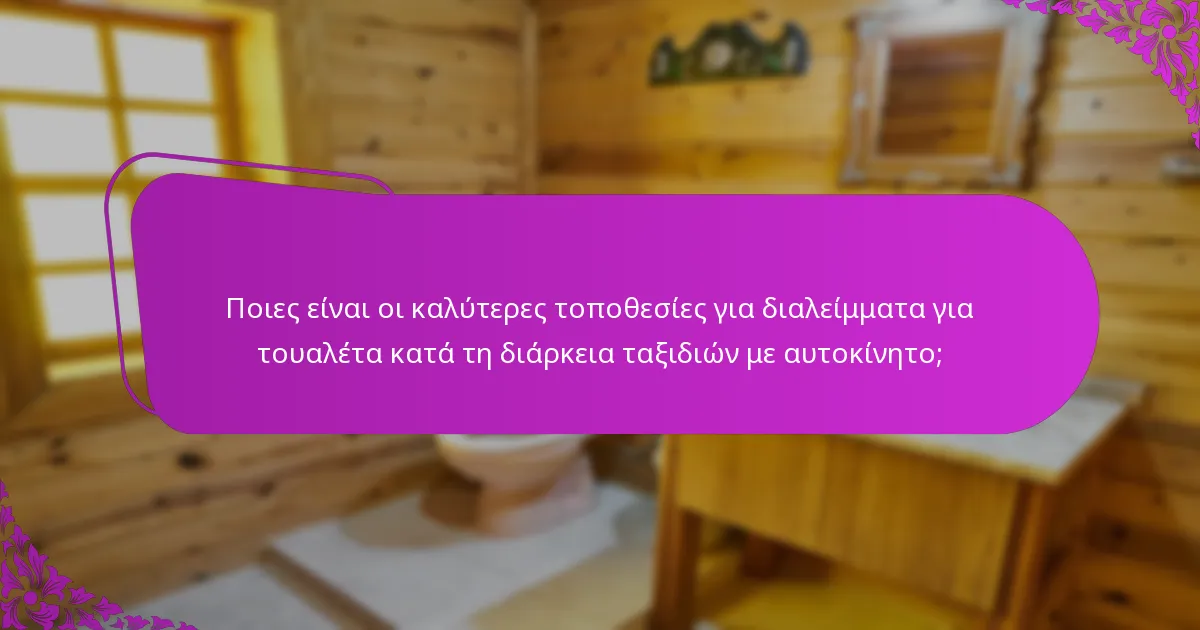 Ποιες είναι οι καλύτερες τοποθεσίες για διαλείμματα για τουαλέτα κατά τη διάρκεια ταξιδιών με αυτοκίνητο;