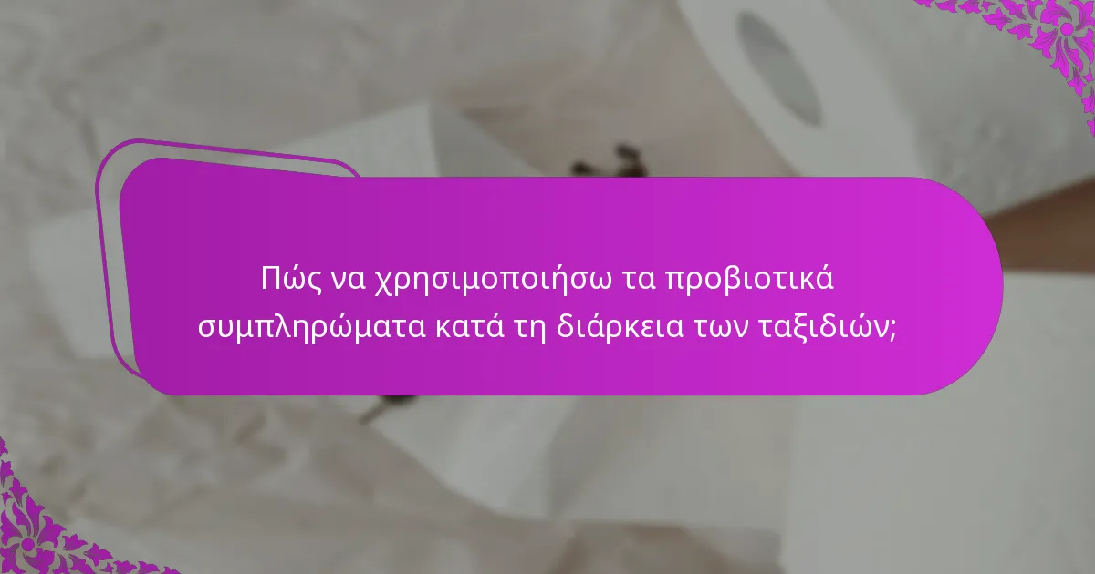 Πώς να χρησιμοποιήσω τα προβιοτικά συμπληρώματα κατά τη διάρκεια των ταξιδιών;